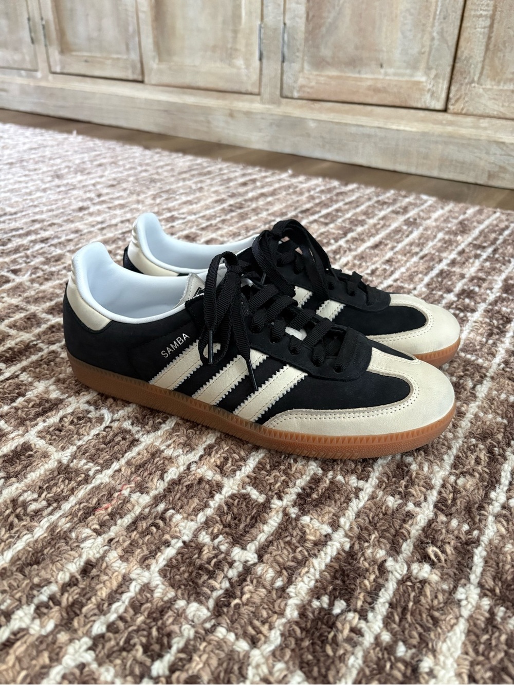 adidas Samba Low-Profile Sneakers - Black & Cream with Gum Sole
